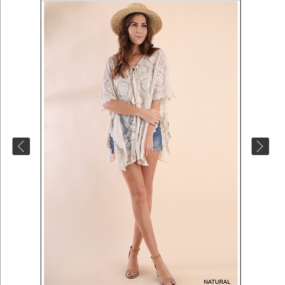 UMGEE Boho Lace Dolman Sleeve Tunic